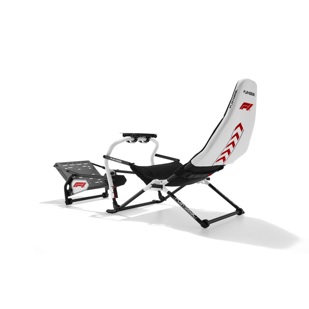 Playseat Challenge DD F1 Edition folded for upright storage