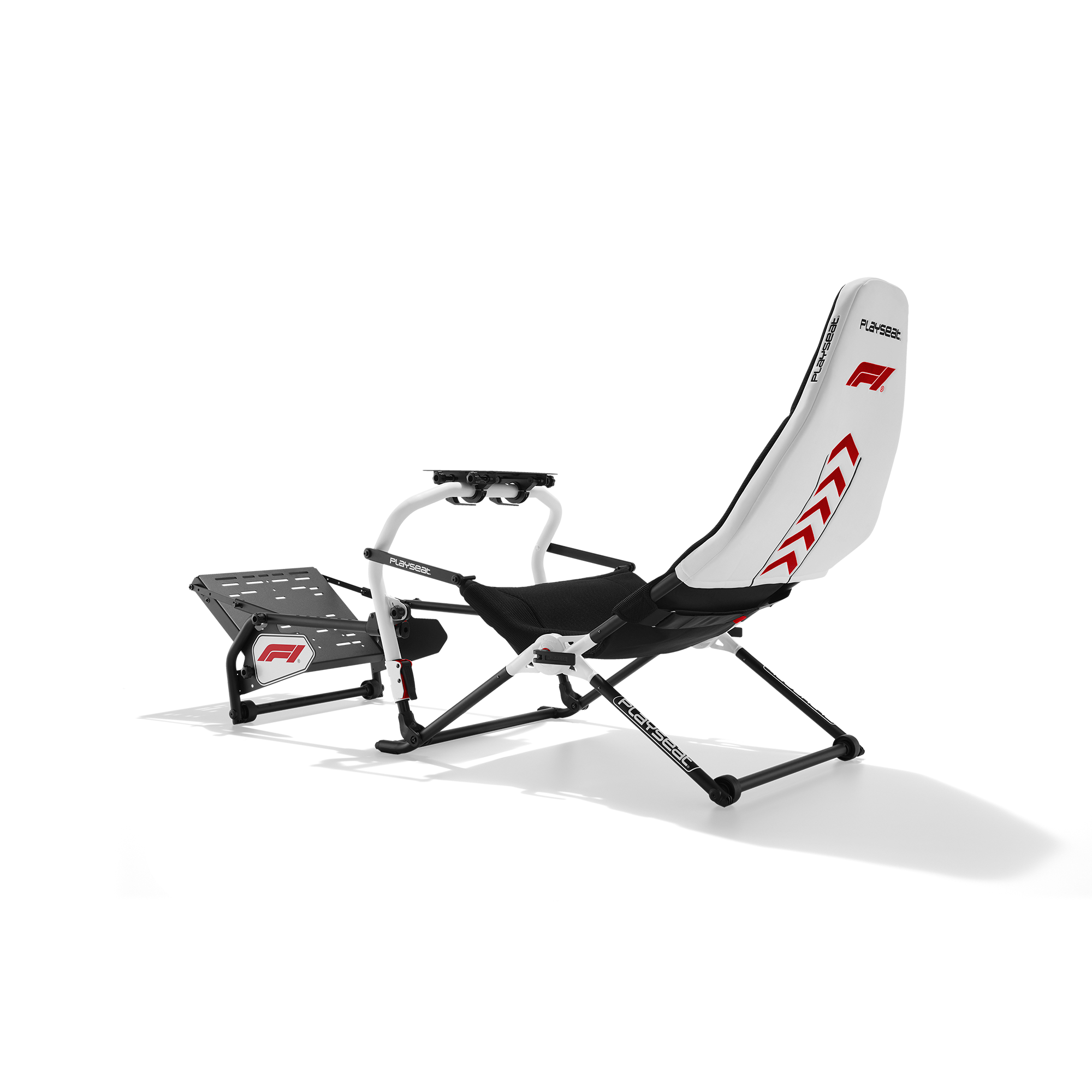 Playseat Challenge DD F1 Edition folded for upright storage