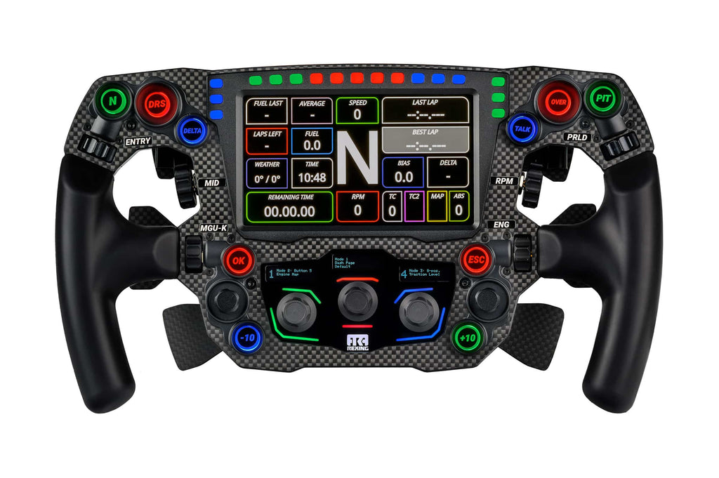 Rexing Mayaris 2 formula steering wheel front view with active 5-inch display