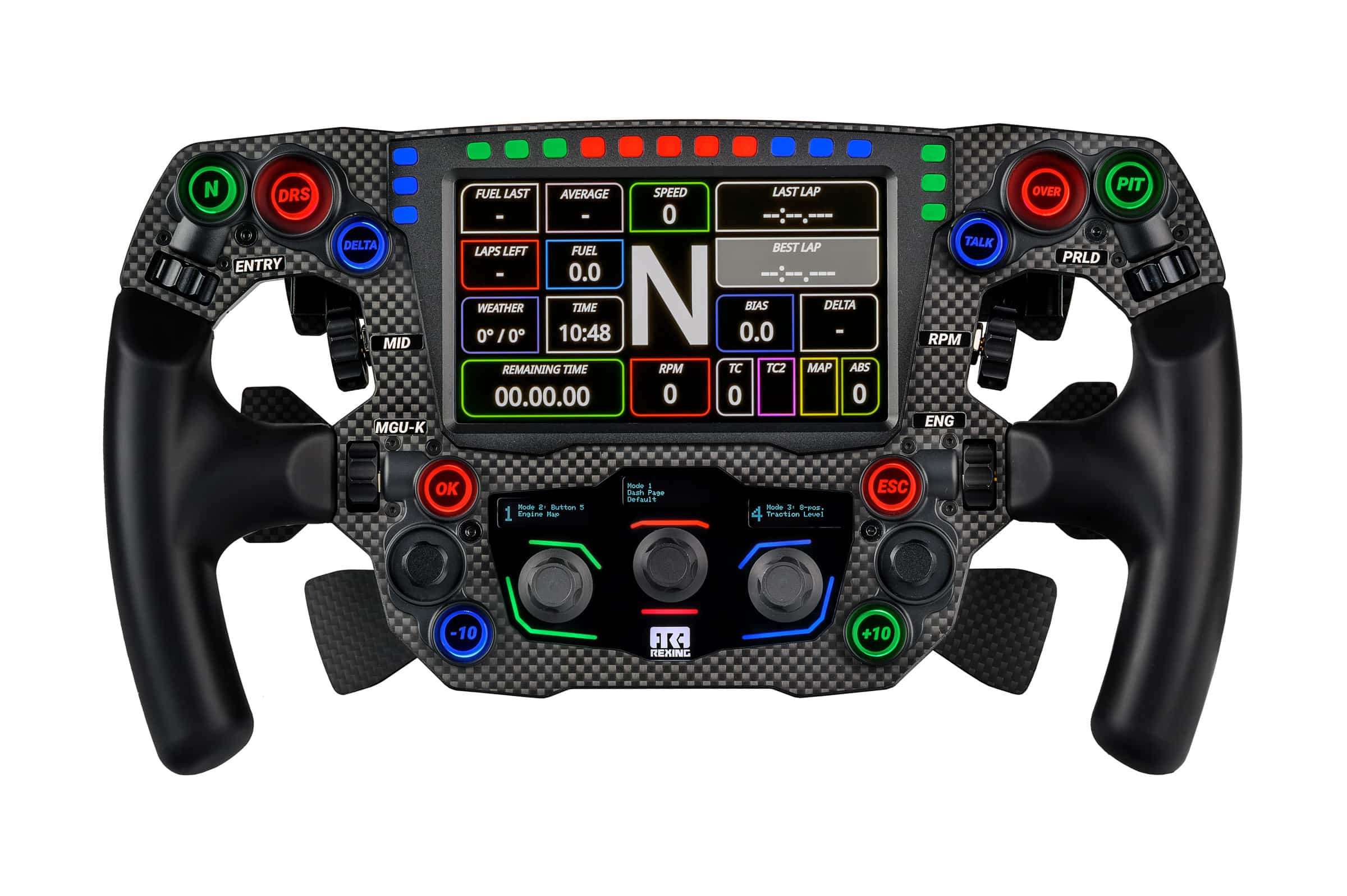 Rexing Mayaris 2 formula steering wheel front view with active 5-inch display