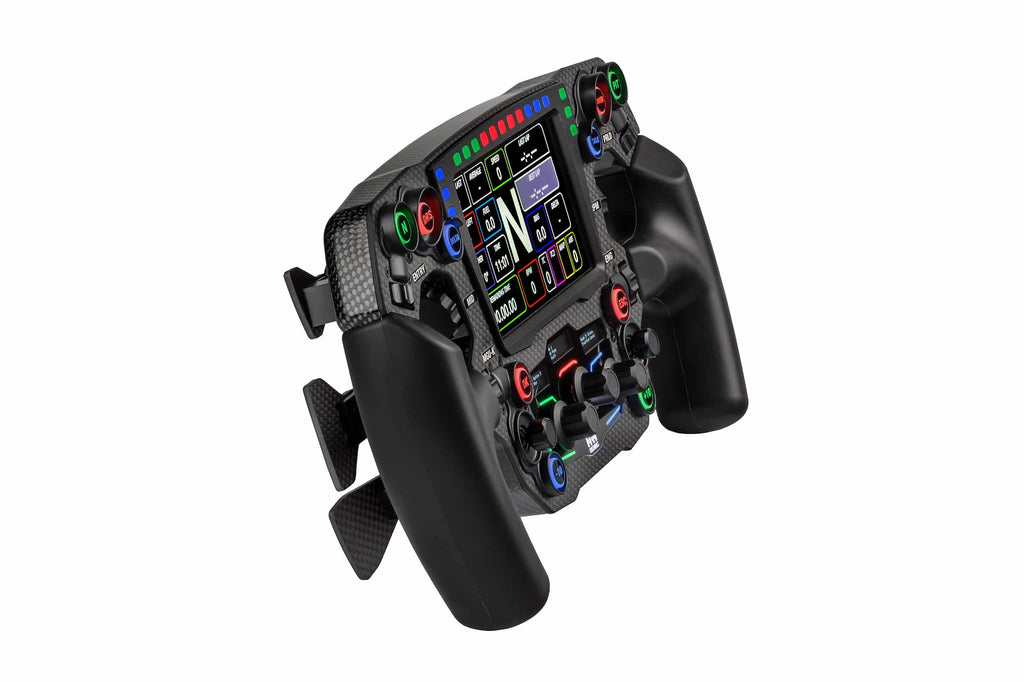 Rexing Mayaris 2 front three-quarter view with touchscreen and carbon-fibre chassis