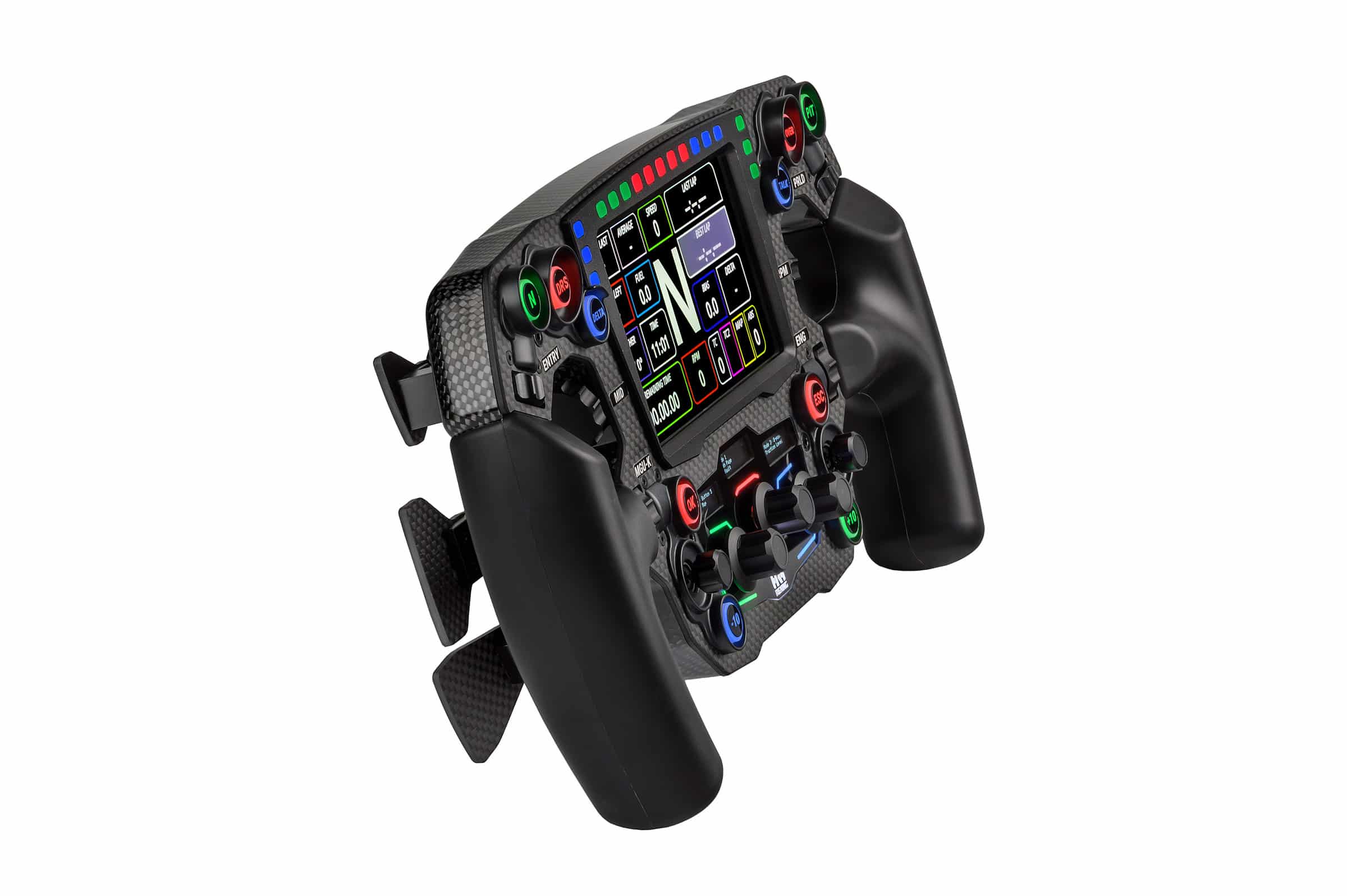Rexing Mayaris 2 front three-quarter view with touchscreen and carbon-fibre chassis