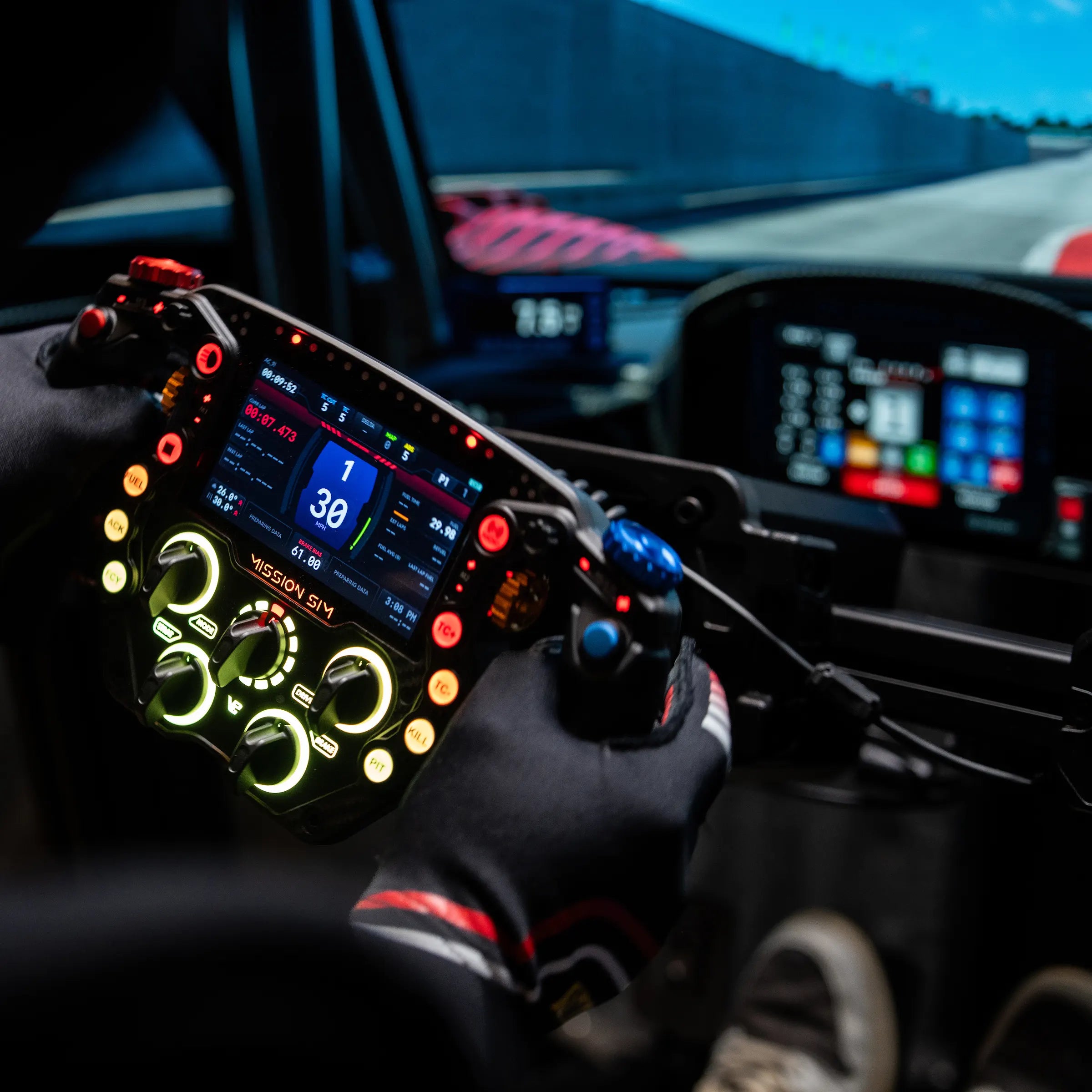 VPG Mission Sim installed in a sim racing rig